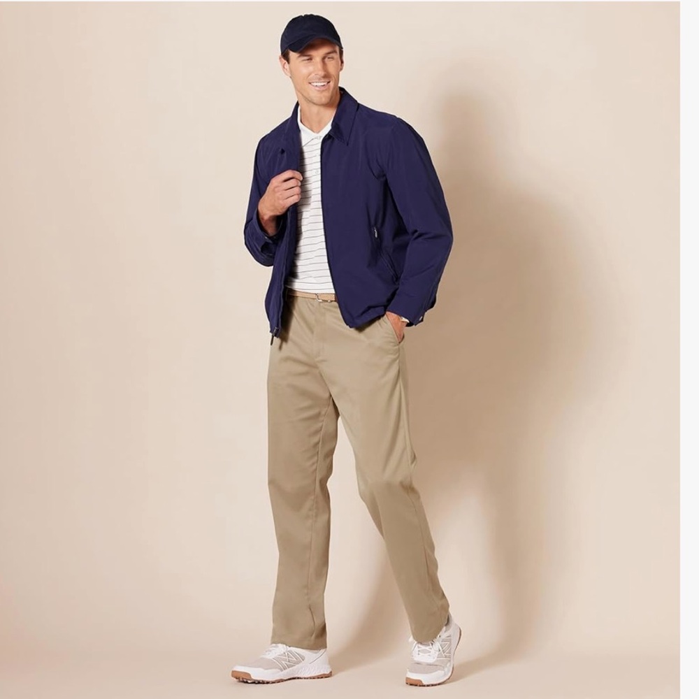 Amazon Essentials Classic Fit Stretch Gold Pant, khaki 42x30 NEW!